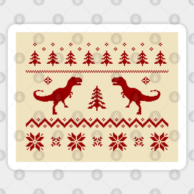 Christmas Ugly Sweater pattern dinosaur Sticker by Closeddoor